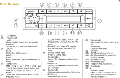 VDO Continental TR7412UB-OR European Style 12v Radio Orange Display Bluetooth Bundle with AC111