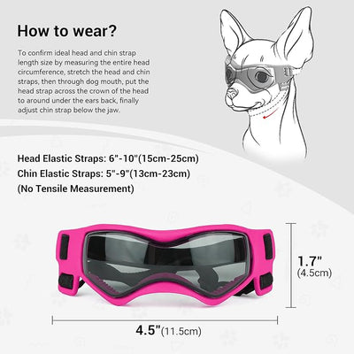 Enjoying Dog Sunglasses Small Breed, Dog Goggles UV Protection, Cycling Eye Protection for Small Dogs, Outdoors Breathable Windproof Dustproof Anti-Fog, Adjustable Straps, Cool Pink
