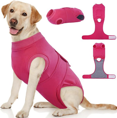Kuoser Dog Surgery Suit Female Spay, Dog Recovery Suit Male Neuter, Pet Clothes Onesie for Surgery Anti Licking Abdominal Wounds Puppy Surgical Recovery Bodysuit Shirt, Substitute E-Collar & Cone