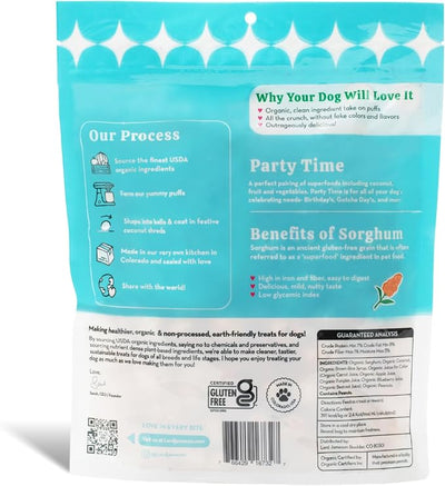 Lord Jameson Party Time | Light & Crunchy Love Puffs Collection | Organic Dog Treats, Celebrate a Birthday, Superfood Coconut, Gluten-Free, Preservative-Free, USDA Certified Organic. Made in USA