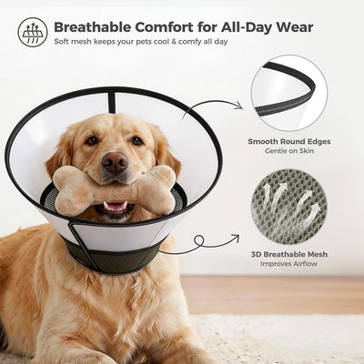 Avont Dog Cone Collar After Surgery, Alternative Adjustable Elizabeth Cone for Medium Large Dogs, Comfy Breathable Pet Recovery Collar to Stop Licking -Dark Green(XL)
