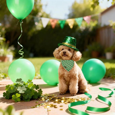 St. Patrick‘s Day Dog Bandana - Bold Green Shamrock Dog Neck Scarf, Soft Pet Bib for Puppy Kitten, Holiday Photo Dogs Cats Prop for Daily Use Parties & Pet Photography S