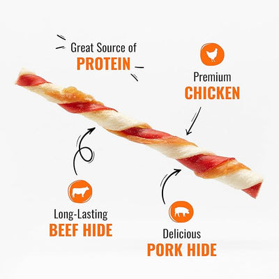 Good 'n' Fun Twists Long-Lasting Dog Treat, With Real Proteins, Beef Hide and Premium Chicken, Supports Dental Health, Mental Stimulation, 70 count