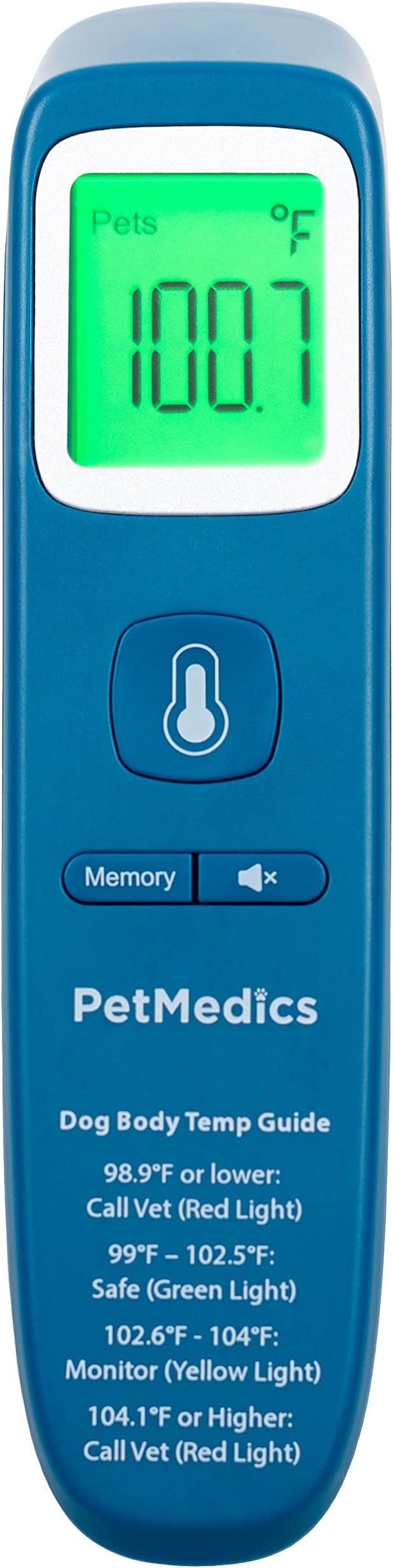 PetMedics by iHome Cat & Dog Thermometer for Pets Ear or Belly No Contact Scan - Large Number Digital Lit Display - Batteries Included - Canine and Pet Fever Detection