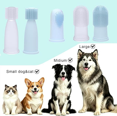 5-Pack with Cases Silicone Finger Toothbrush for Dogs and Cats, Soft Bristle Dental Brush, Three Different Models, Suitable for Various Types of Dogs and Cats