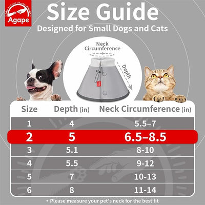 Agape Soft Dog Cone for Small Dogs & Cats, Recovery Collar to Stop Licking | Comfy E-Collar Alternative for Puppies, Adjustable Cloth Cone After Surgery, Protective Neck Cone for Kittens, Washable