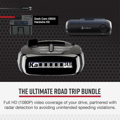 Cobra RAD 480i Radar Detector & SC 201 Smart Dash Cam + 2.5A OBD Port to Micro USB DIY Easy Hardwire Kit: Long Range Rapid Radar Detection, Full HD 1080P Video + 16GB SD Card, Built-in WiFi & GPS