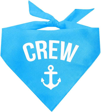 Crew with Anchor Dog Bandana | 100% Cotton | Made in USA | Boat & Fishing | Captain | Beach & Lake | Summer | Outdoors | Father's Day |Turquoise, X-Small (265)