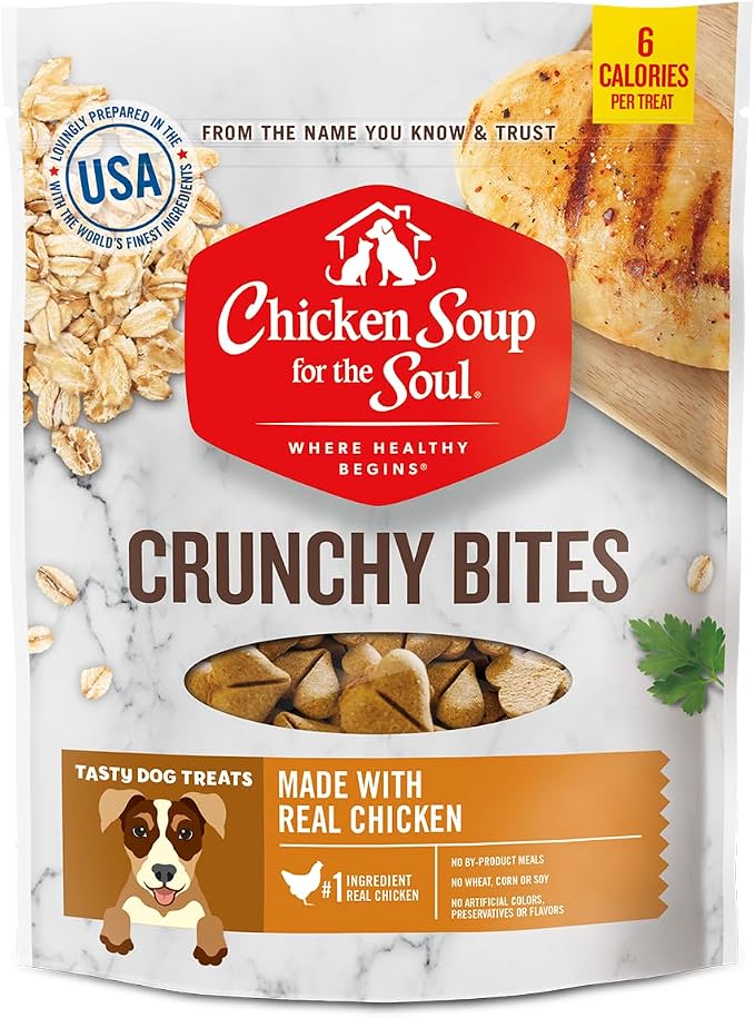 Chicken Soup For The Soul Pet Food Crunchy Bites Dog Treats, Chicken, 12 Ounce Bag | Soy, Corn & Wheat Free, No Artificial Flavors or Preservatives