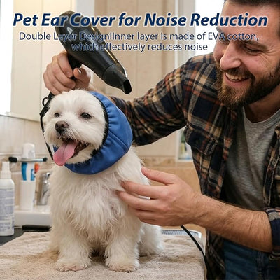 Adhiper Waterproof Dog Ear Muffs & No Shake Ear Wraps for Swim, Bath, Drying, Grooming, Dog Ear-Covers for Sound Noise Protection & Anxiety Relief - Head Circle 7.9-11.8in (Blue/S)