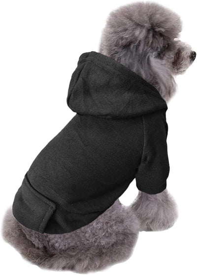 Jecikelon Soft Dog Hoodies for Small Dogs, Fleece Puppy Sweatshirt with Pockets, Warm Winter Cold Weather Coats for Pet Cat, Cute Clothes Puppy Costume (Black, X-Small)