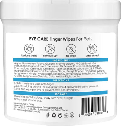 Mooncat Eye Wipes for Dogs & Cats — Tear Stain & Eye Goop Remover, 40ct | Lightens Tear Stains & Clears Eye Goop — Maltese, Poodle, Shih Tzu, Yorkie & Persian. Keeps eye area clean & bright daily.
