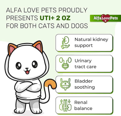Cat UTI Treatment to Care for Kidneys and Bladder – Dog UTI Treatment for Pets of All Ages and Breeds – Urinary Tract Cat Safe Formula – Cranberry Supplement for Dogs & Other Pets – 2 Oz