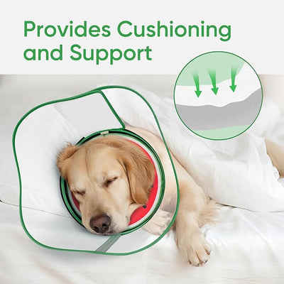 Sponge Dog Cone Collar, Dog Donut Collar After Surgery with Clear Shield, Adjustable Soft Cone for Dogs to Stop Licking-Comfy Cone for Large Medium Small Dogs (Watermelon,M)
