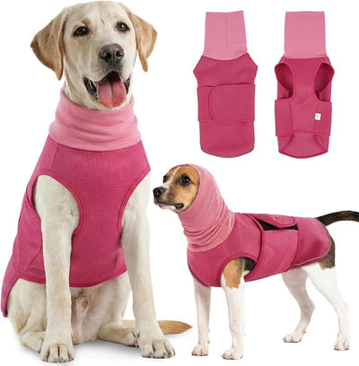 Dog Anxiety Vest with Hoodie,Breathable Dog Thunder Jacket for Thunderstorms,Fireworks,Vet Visits,Separation,Adjustable Calming Vest for Small Medium Large Dogs,Rose,XS