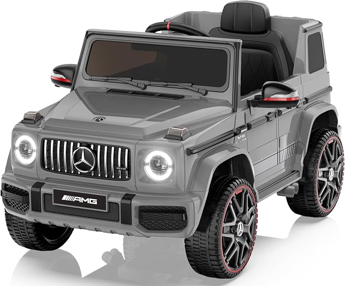 ANPABO Licensed Mercedes-Benz G63 Car for Kids, 12V 7AH Ride on Car w/Parent Remote Control, LED Headlights, Music Player & Horn, Soft Start, Low Battery Prompt, Kids Electric Car, Grey