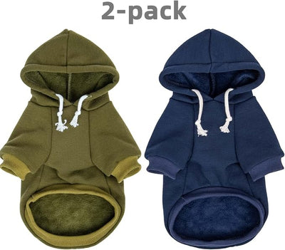 2-Pack Dog Hooded Sweaters & Jackets - Soft Dog Clothes Hoodie for Small/Medium/Large Dogs & Cats | All-Season Comfort & Fit, Stylish Pet Shirts Apparel & Accessories (Army Green, Navy, Small)