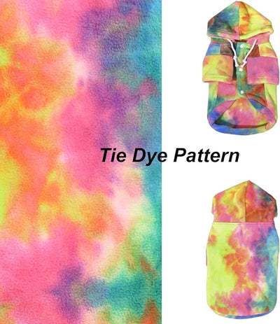 Mklhgty Tie Dye Dog Hoodie, Winter Coat for Small Dogs - Ultra-Soft Adjustable Warm Hood, Breathable Comfort Fabric for Daily Use