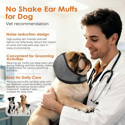 Jorme Upgraded Dog Ear Muffs for Noise Protection & Bath, No Shake EarWrap, Grooming & Anxiety Relief, with Soundproof Sponge