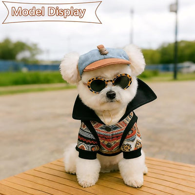 2 Pcs Pet Baseball Cap and Sunglasses, Dog Sun Hat with Ear Holes, Summer Adjustable Buckle Visor Caps for Cats, Small Medium Dogs (Brown, Small)