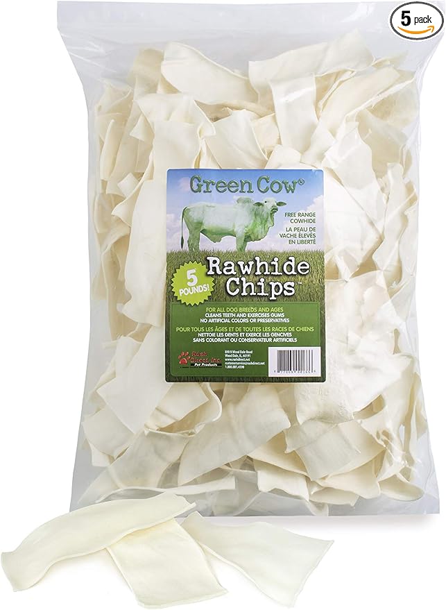 Chips 5-Pound Bag - Premium Large Dog Rawhide Chews - Ideal for Agressive Chewers Dog Rawhide Treats - Durable Rawhide Bones for Large Dogs