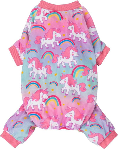 Fitwarm Dreamy Unicorn Fleece Dog Pajamas, Fairy Winter Clothes for Small Dogs Girl, Cozy Pet Onesie, Pink, Blue, Medium