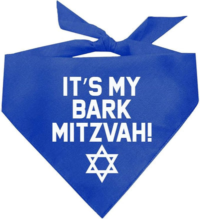 It's My Bark Mitzvah! Jewish Star Dog Bandana | 100% Cotton | Made in USA | Passover | Hanukkah | Yom Kippur | Rosh Hashanah | Jewish Celebration | Bar & Bat Mitzvah |Royal Blue, One Size (162)