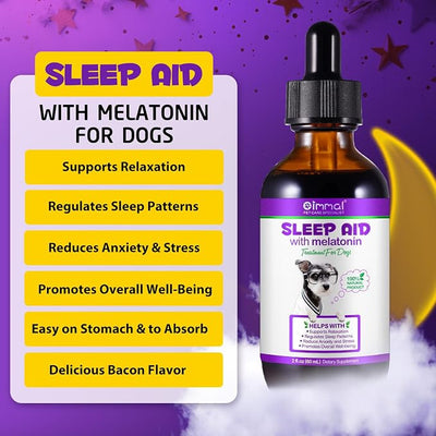 Melatonin for Dogs, Dog Sleep Aid, Dog Melatonin Promote Relaxation, Relieves Separation Anxiety & Travel & Stress Anxiety, Calming for Dogs in Noise, Fireworks, Melaton-in for Dog & Cat