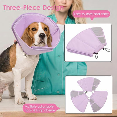 AOFITEE Soft Dog Cone Collar, Adjustable Cone for Dogs to Stop Licking, Dog Cones for Small Medium Large Dogs, Breathable Elizabethan Collar Wound Healing After Surgery(Purple,S)