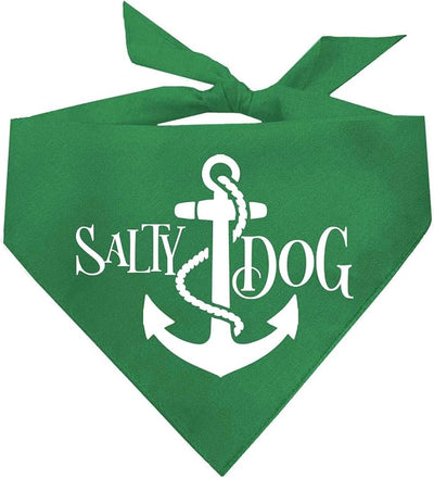 Salty Dog Dog Bandana 100% Cotton Adjustable Triangle Summer Vacation Beach Pool | Green, One Size (100)