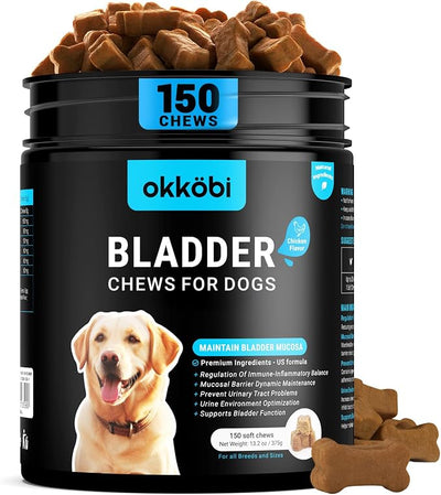 Dog Bladder Chews - Urinary Tract Support for Dogs with Cranberry & D-Mannose - Canine UTI Soft Chews for Healthy Bladder & Kidney Function, Chicken - 150 Count