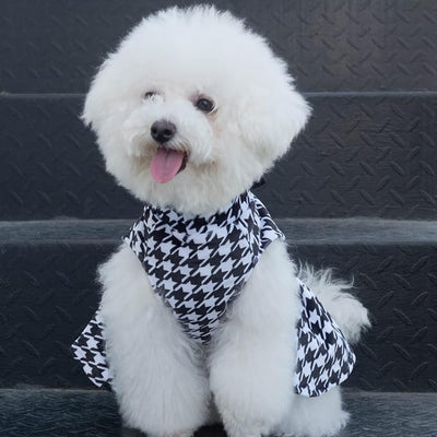 CuteBone Turtleneck Dog Velvet Dress Puppy Skirt Costume Pet Clothes Cat Apparel with Bow Hair Rope for Small Dogs CVD04M
