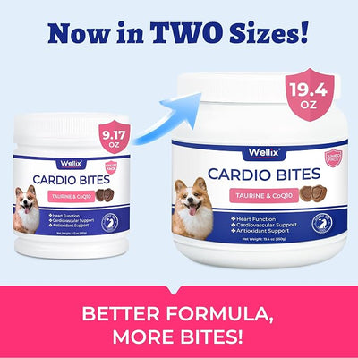 Wellix 19.4oz Cardio Taurine & CoQ10 for Dogs - Heart Supplements for Dog Chews with Fish Oil, L-Carnitine - Senior Heart Health and Cardiovascular & Antioxidant Support