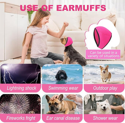 Dog Ear Muffs No Shake Ear Wraps for Dogs Ear Protection for Noise & Anxiety Relief Comfort Calming Hoodie, Protection Firework Grooming Bathing and Force Drying (Pink M)