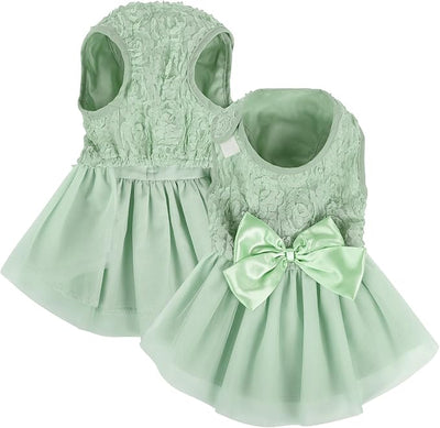 ASENKU Dog Dress Pet Wedding Dress Princess Lace Puppy Birthday Party Outfit Formal Apparel Girl for Small Medium Dogs Cats (Medium, Green)