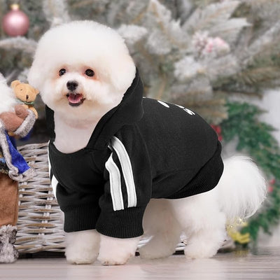 Dog Hoodie with Leash Hole, Pet Clothes Puppy Sweatshirt Dog Pullover Stylish Cat Apparel for Small Medium Dogs and Cats (Black, Small)