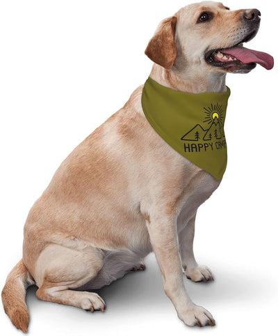 Happy Camper Summer Dog Bandana，Adorable Puppy Accessory for the avid Camper ，Pet Neckerchief for Pets Daily Wear Photo Prop Party Supplies,Funny Cute Dog Bandana (Grass Green)