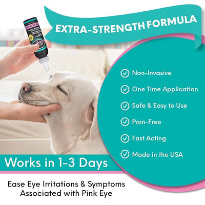 Curicyn Pink Eye Solution (3 oz), Dog Eye Drops, Conjunctivitis Eye Drops for Dogs, Cats, Livestock and Horses, Dog Eye Wash with Purified Anolyte, Safe and Soothing Dog Eye Drops for Infection