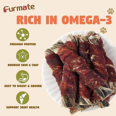 Dog Treats, Duck Wrapped Cod Skin Sticks for Dogs, Natural Fish Dog Chews Rich in Omega 3, Rawhide-Free Long Lasting Duck Jerky Dog Training Treats for Small Medium Large Breeds,10.6 oz