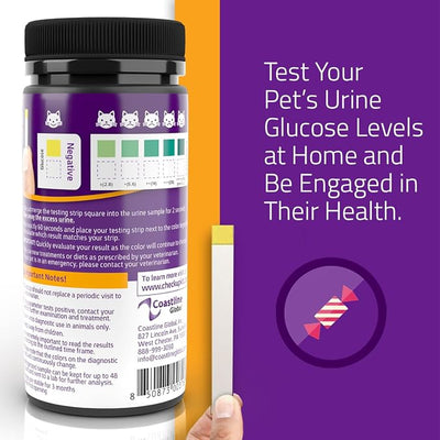 KIT4CAT CheckUp Glucose Urine Testing Strips for Cats and Dogs - Detection of Glucose Levels x 50