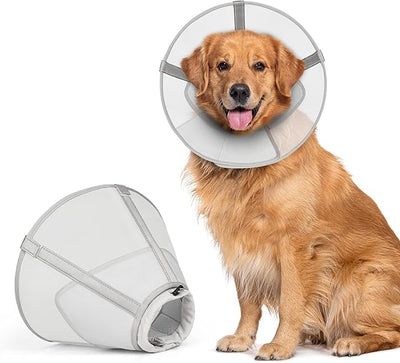 Breathable Mesh Dog Cone Collar for Surgery, Soft Elizabethan Recovery Alternative to Stop Licking,Pet Neck Collar for Large Medium Small Breeds, M