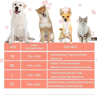Inflatable Dog Cone Collar for Large Medium Small Dogs, Soft Dog Donut Collar Adjustable Recovery Cone for Pets After Surgery, Extra Enhanced Anti-Licking Guard Shield (Strawberry Print, Medium Plus)
