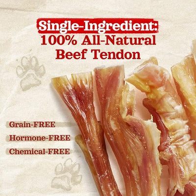 Natural Farm Beef Tendons (9-12 Inch, 12 Pack), Natural Chondroitin and Collagen: Supports Healthy Joints, Great for Dental Health – Made & Packaged, All Dog Sizes