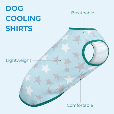 Dog Cooling Shirts, Uadonile 2pcs Dog Summer Clothes Pet Hawaiian Vest Breathable Lightweight Quick Dry, Doggie Cooling T-Shirts for Beach, Hiking, Walking, 2pack (Star, L)