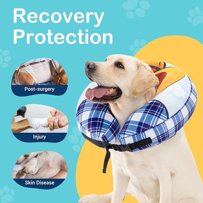 Avont Inflatable Dog Cone Collar After Surgery, Soft Dog Donut Collar to Stop Licking, E Collar Cone Alternative for Small Medium Large Dogs -Cowboy(XL)