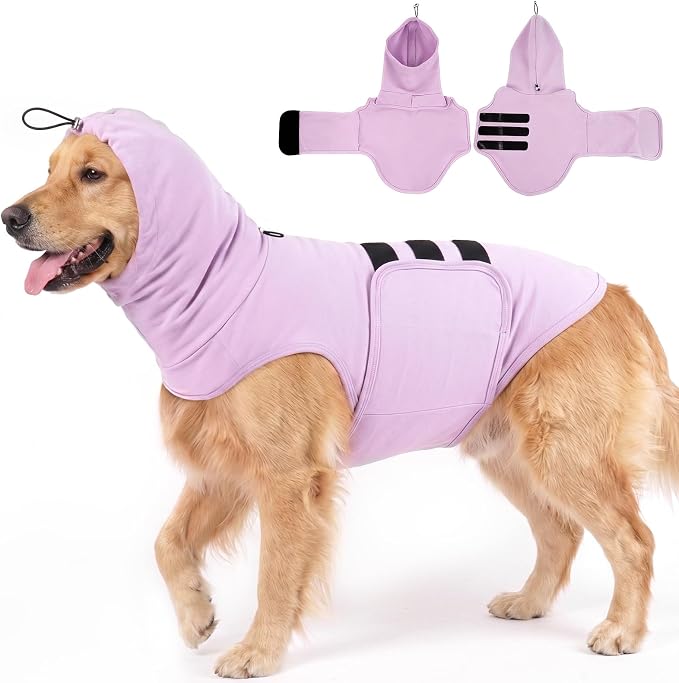 MIGOHI Calming Vest for Large Dogs | Soft XL Dog Anxiety Vest with Head Wrap, Dog Anxiety Jacket for Fireworks, Thunderstorm, Anxiety Shirt for Dogs Vet Visit, Travel,Separation,Purple,XL