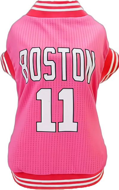 Dog Clothes Basketball Mesh Breathable T-Shirt,Pet Clothes Puppy Sportswear Spring/Summer Fashion Dog Shirt. (Pink, Small)