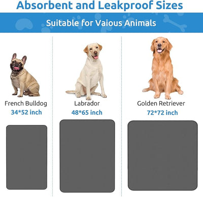 Washable Reusable Dog Pee Pads, 72"x72" Absorbent & Waterproof Puppy Training Pad for Crate, Playpen & Carpet, Large Potty Pads for Dogs, Cats & Small Pets