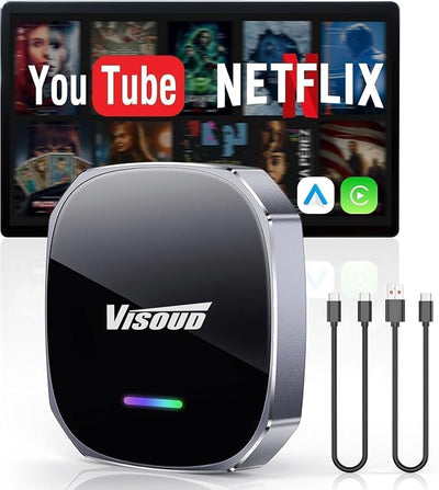 Wireless CarPlay Adapter Support Net-Flix & YouTube, 3s Fast Auto-Connect Magic AI Box, 5.8GHz WiFi Zero Delay Car Play Wireless Adapter, USB-C/USB-A, Plug & Play for Apple iPhone & Android Auto