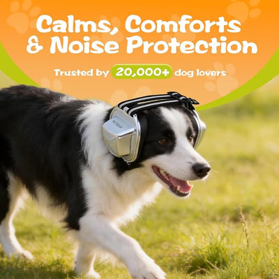 PETSEAR Dog Ear Muffs Noise Protection,Dog Headphones Noise Cancelling 29dB NRR with Magnetic Buckle & Electroplated Finish, Anti-Anxiety Earmuffs for Fireworks,Thunderstorms,Travel(Silver,XXXS)